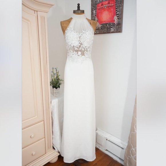 🆕TADASHI SHOJI Embroidered Trumpet Halter Wedding - Picture 3 of 9